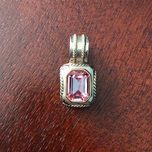 Pendant for Necklace Pink Silver Tone Gold Tone Pretty Jewel